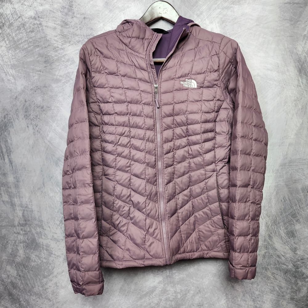 The North Face Thermoball Jacket Womens Large Purple Plum Quilted Puffer Coat